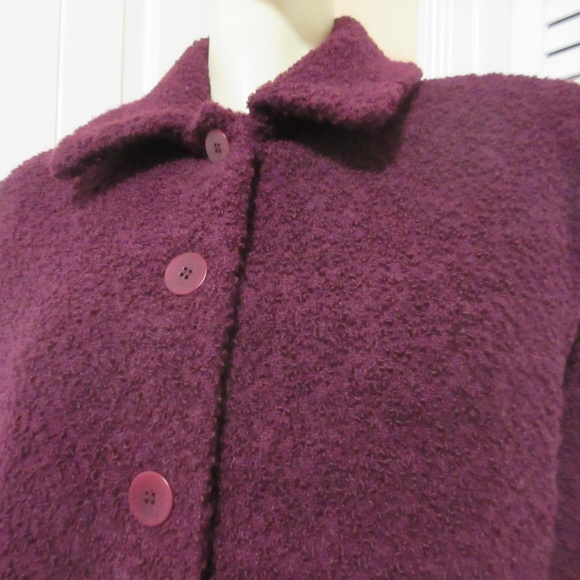 EILEEN FISHER Womens Wool Coat Woolen Sweater Jacket M Burgundy Red Winter Coats - Picture 3 of 8